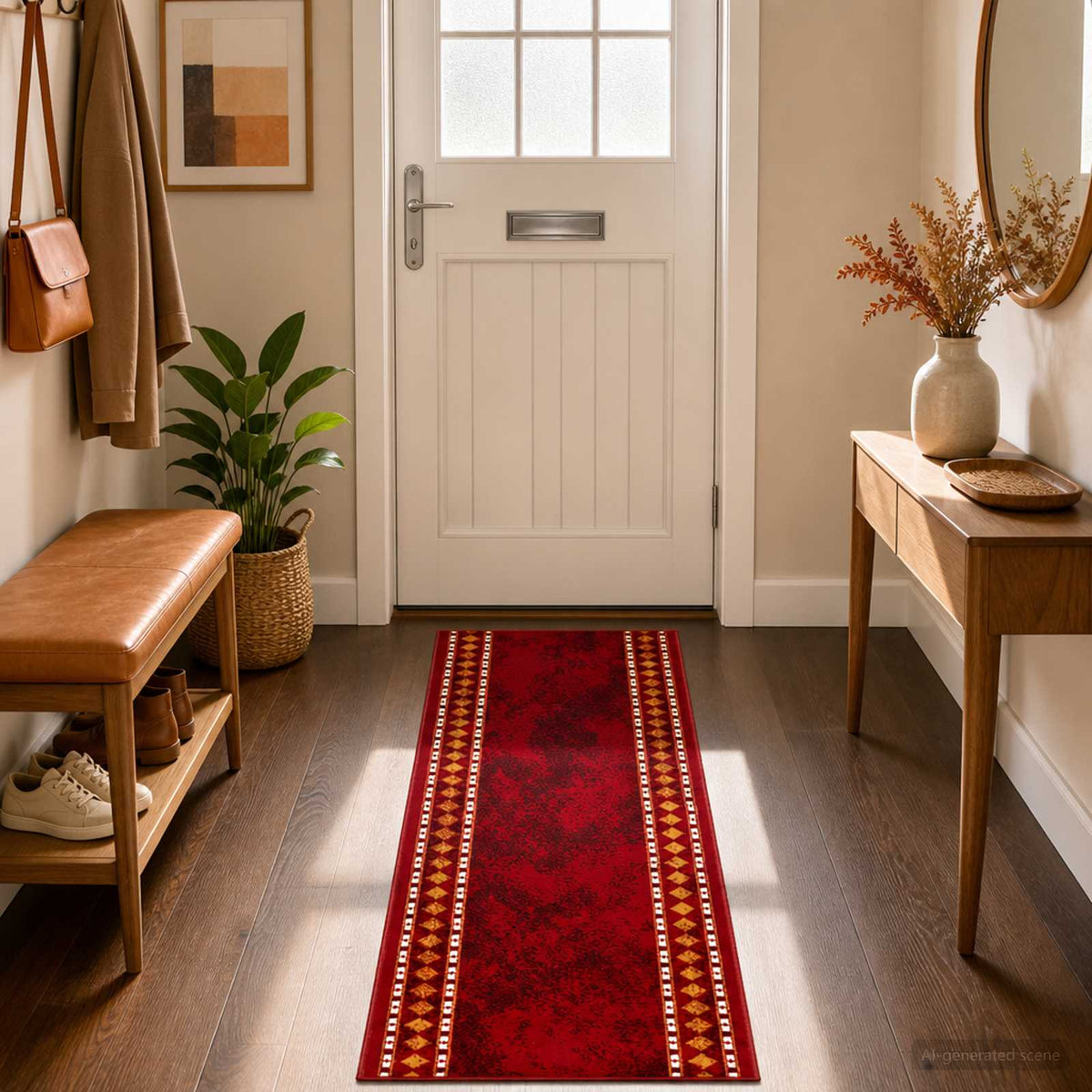 vidaXL Runner Rug FLORNES Woven Red PP 7 mm