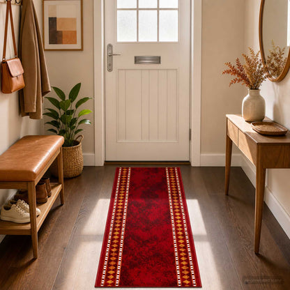 vidaXL Runner Rug FLORNES Woven Red PP 7 mm