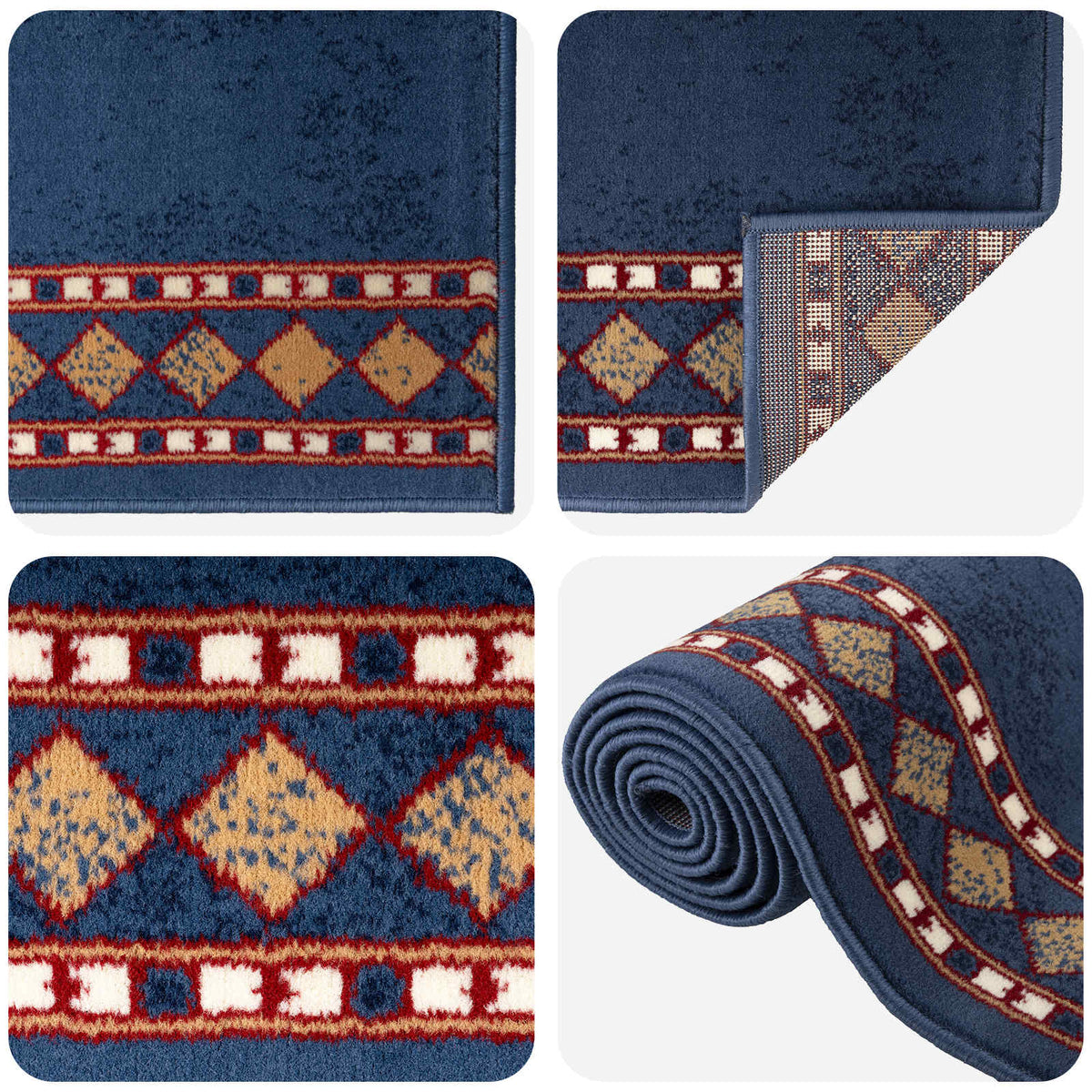 vidaXL Runner Rug FLORNES Woven Blue PP 7 mm