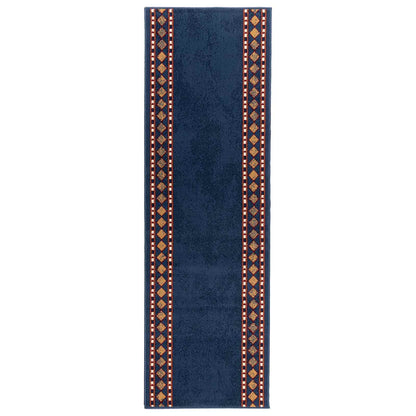 vidaXL Runner Rug FLORNES Woven Blue PP 7 mm