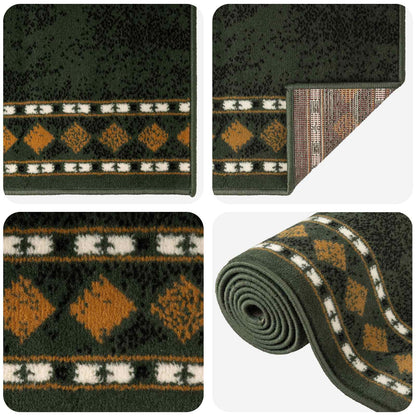 vidaXL Runner Rug FLORNES Woven Green PP 7 mm