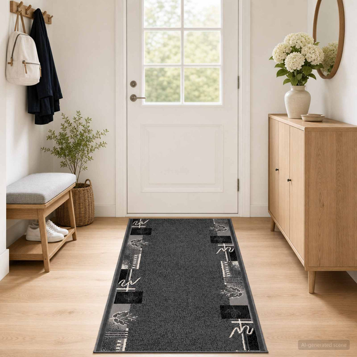 vidaXL Runner Rug FLORNES Woven Grey PP 7 mm