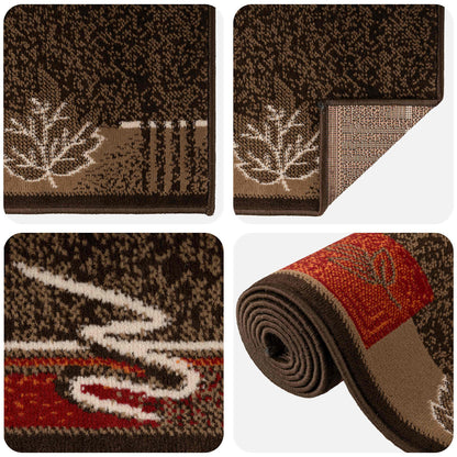 vidaXL Runner Rug FLORNES Woven Brown PP 7 mm