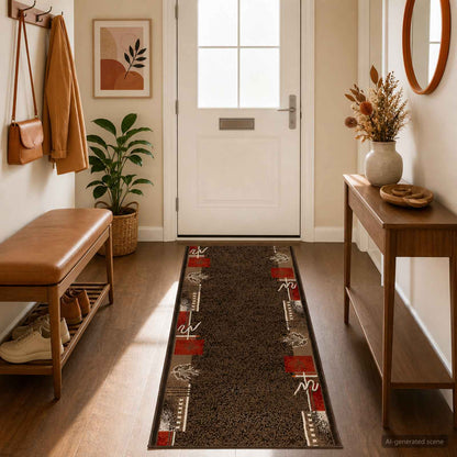 vidaXL Runner Rug FLORNES Woven Brown PP 7 mm