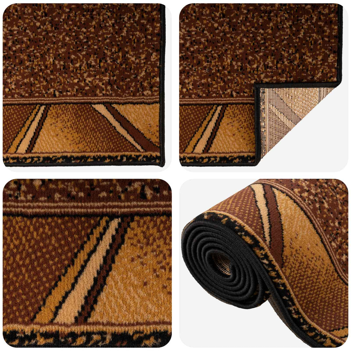 vidaXL Runner Rug FLORNES Woven Brown PP 7 mm