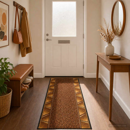 vidaXL Runner Rug FLORNES Woven Brown PP 7 mm