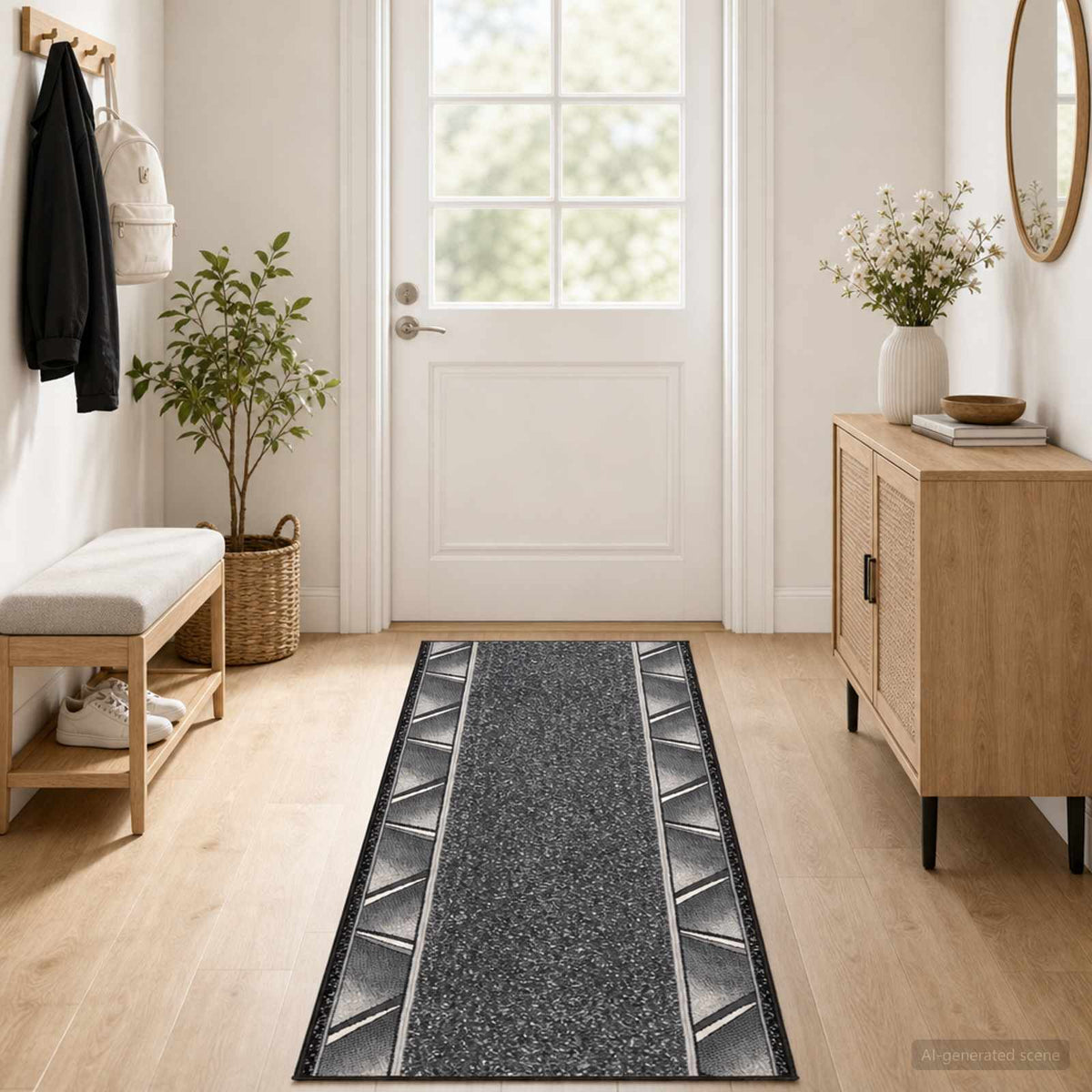 vidaXL Runner Rug FLORNES Woven Grey PP 7 mm