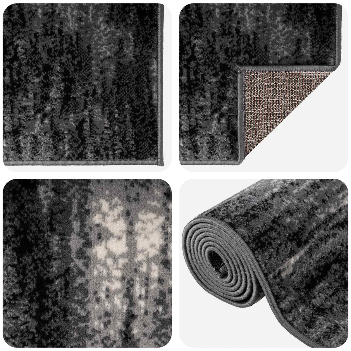 vidaXL Runner Rug FLORNES Woven Black PP 7 mm