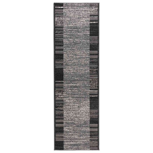 vidaXL Runner Rug FLORNES Woven Grey Stripes 67 x 400 cm PP 7 mm