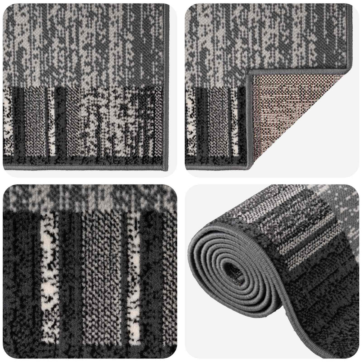 vidaXL Runner Rug FLORNES Woven Grey PP 7 mm
