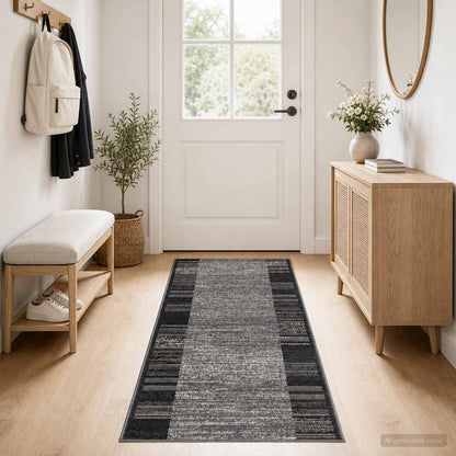 vidaXL Runner Rug FLORNES Woven Grey PP 7 mm