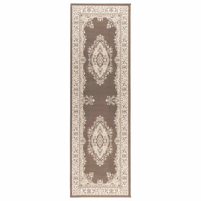 vidaXL Runner Rug FLORNES Woven Taupe PP 7 mm