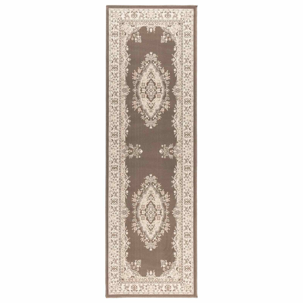 vidaXL Runner Rug FLORNES Woven Taupe PP 7 mm