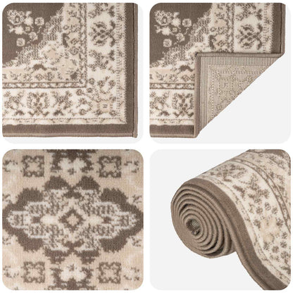 vidaXL Runner Rug FLORNES Woven Taupe PP 7 mm