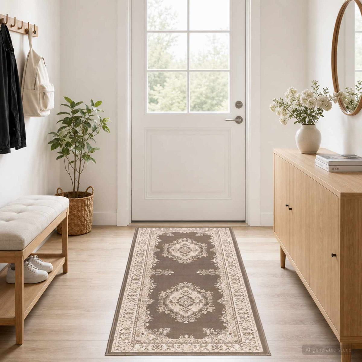 vidaXL Runner Rug FLORNES Woven Taupe PP 7 mm