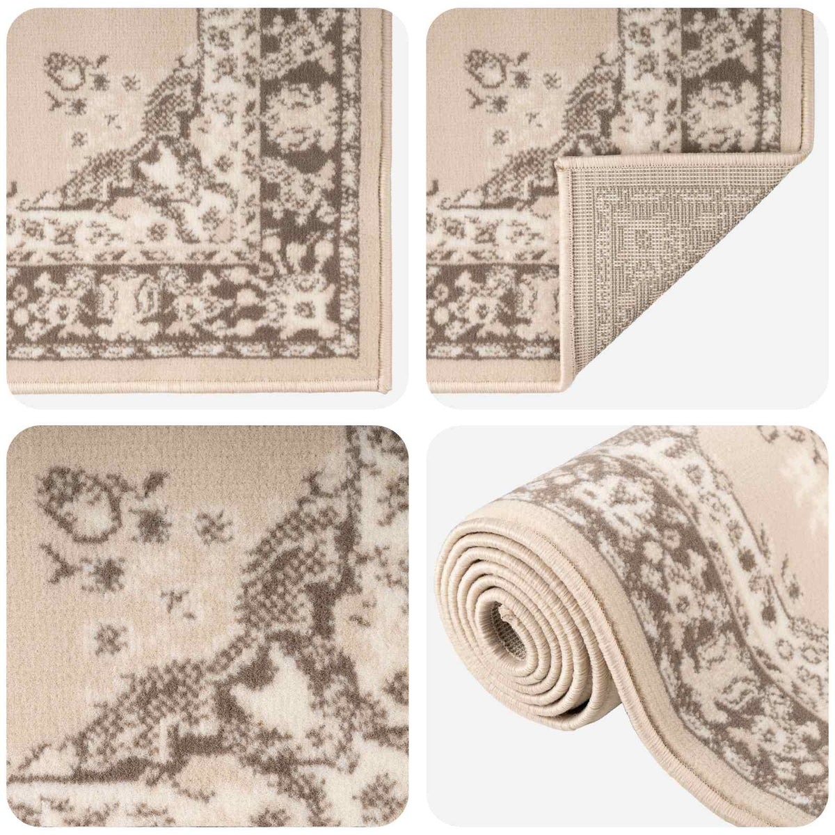 vidaXL Runner Rug FLORNES Woven Ecru PP 7 mm