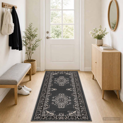 vidaXL Runner Rug FLORNES Woven Grey PP 7 mm