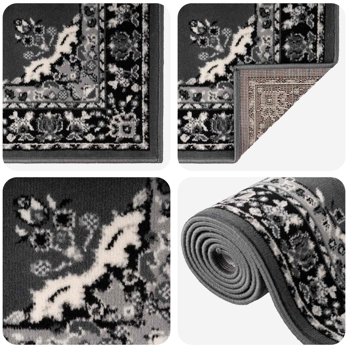 vidaXL Runner Rug FLORNES Woven Grey PP 7 mm