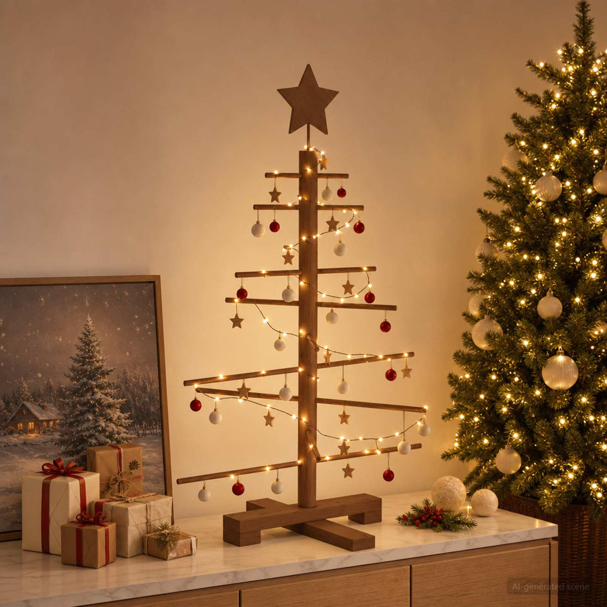 vidaXL Wooden Christmas Tree 75 cm Bamboo and Solid Pine Wood