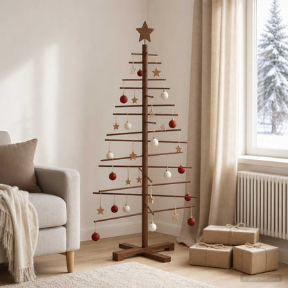vidaXL Wooden Christmas Tree 125 cm Bamboo and Solid Pine Wood