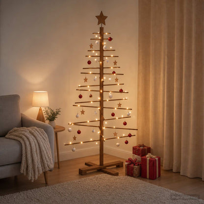 vidaXL Wooden Christmas Tree 125 cm Bamboo and Solid Pine Wood