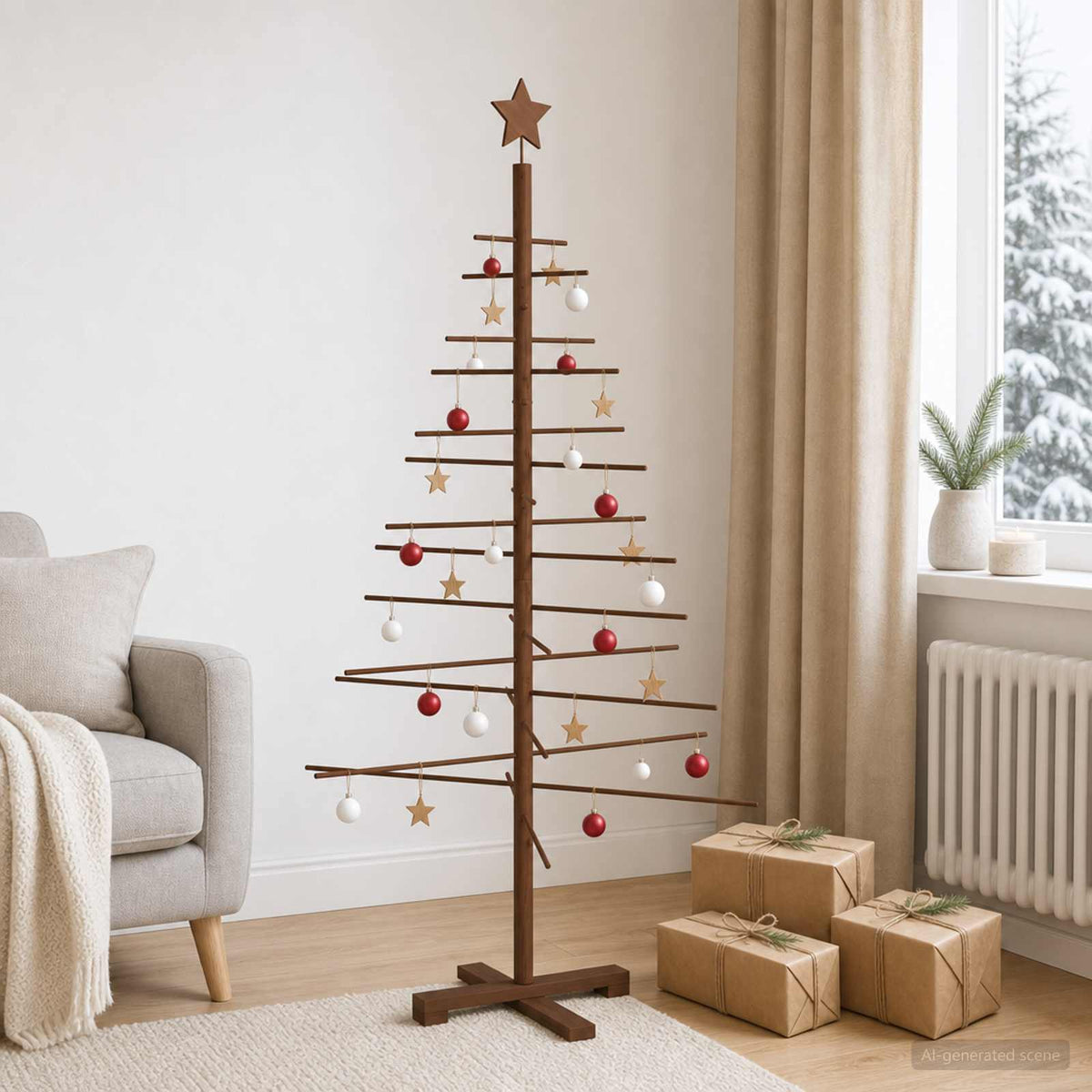 vidaXL Wooden Christmas Tree 150 cm Bamboo and Solid Pine Wood