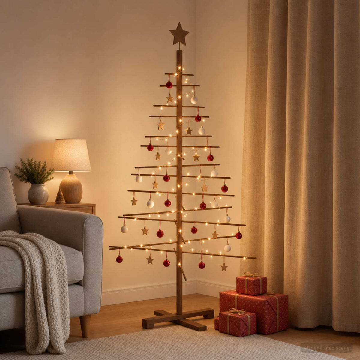 vidaXL Wooden Christmas Tree 150 cm Bamboo and Solid Pine Wood
