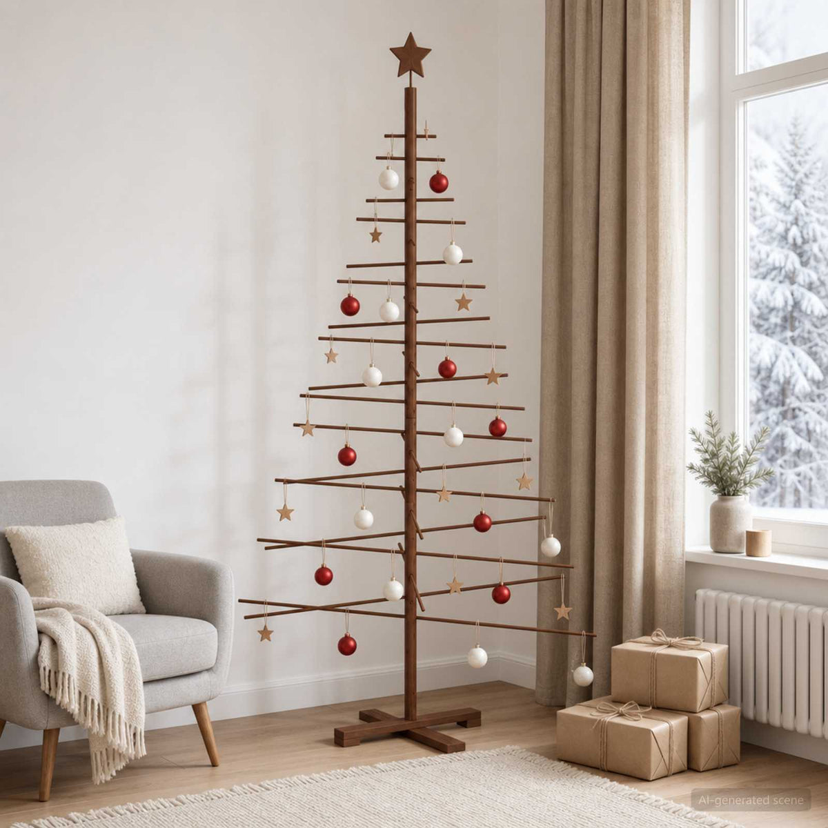 vidaXL Wooden Christmas Tree 180 cm Bamboo and Solid Pine Wood