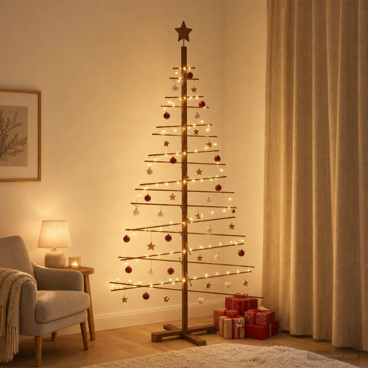 vidaXL Wooden Christmas Tree 180 cm Bamboo and Solid Pine Wood