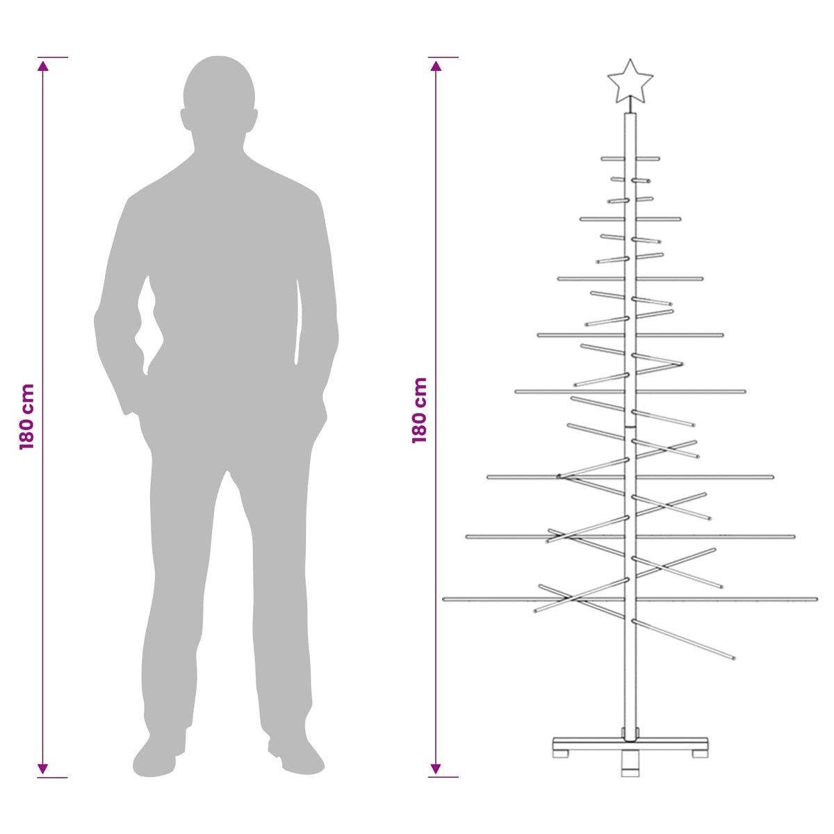 vidaXL Wooden Christmas Tree 180 cm Bamboo and Solid Pine Wood