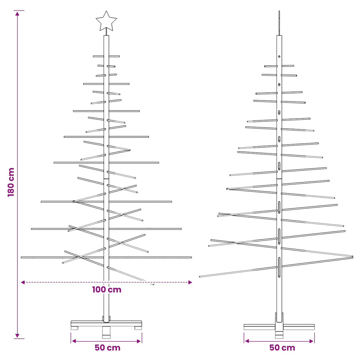 vidaXL Wooden Christmas Tree 180 cm Bamboo and Solid Pine Wood