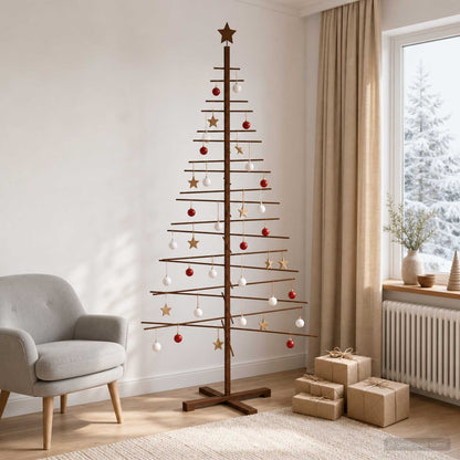 vidaXL Wooden Christmas Tree 210 cm Bamboo and Solid Pine Wood