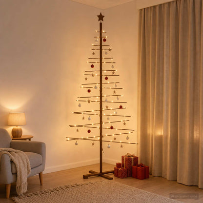 vidaXL Wooden Christmas Tree 210 cm Bamboo and Solid Pine Wood