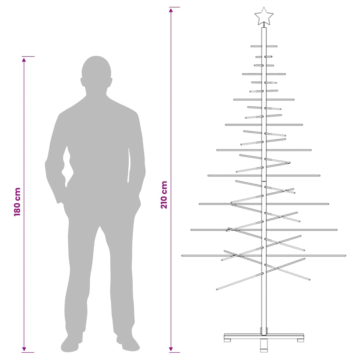 vidaXL Wooden Christmas Tree 210 cm Bamboo and Solid Pine Wood