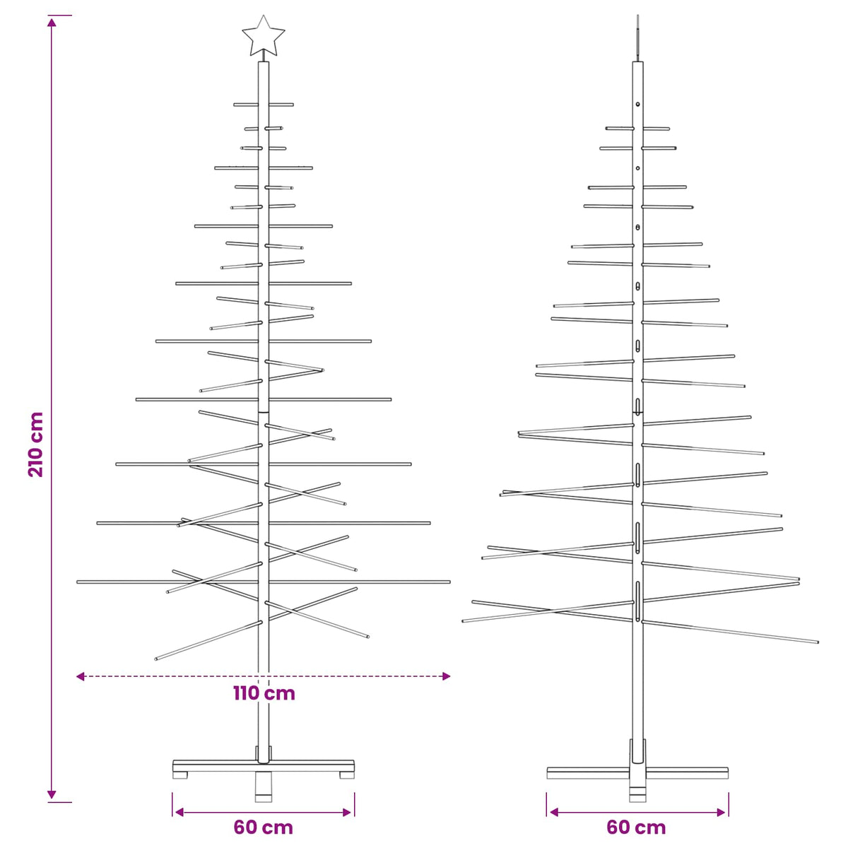 vidaXL Wooden Christmas Tree 210 cm Bamboo and Solid Pine Wood