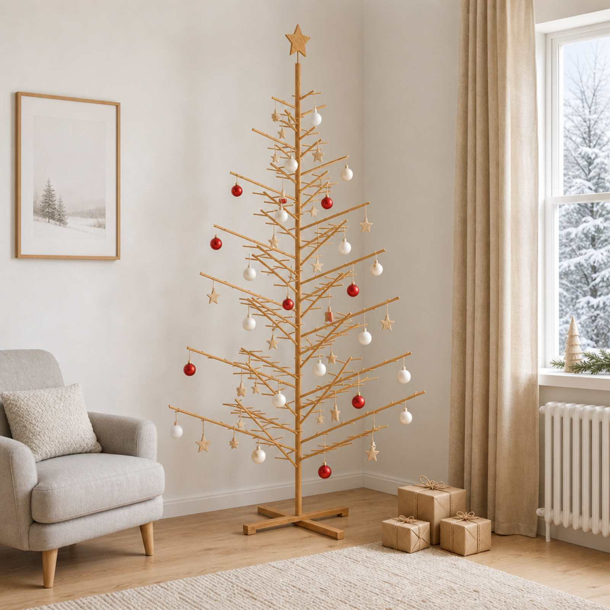 vidaXL Wooden Christmas Tree 240 cm Bamboo and Solid Pine Wood Brown