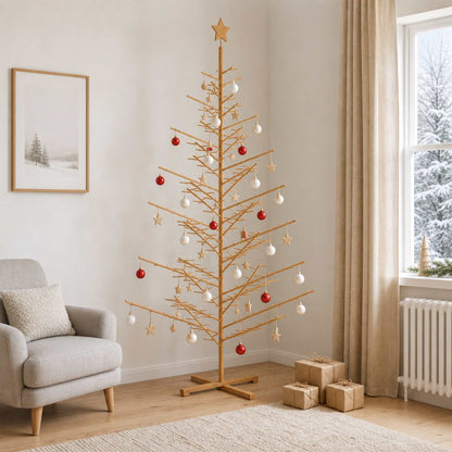 vidaXL Wooden Christmas Tree 240 cm Bamboo and Solid Pine Wood Brown
