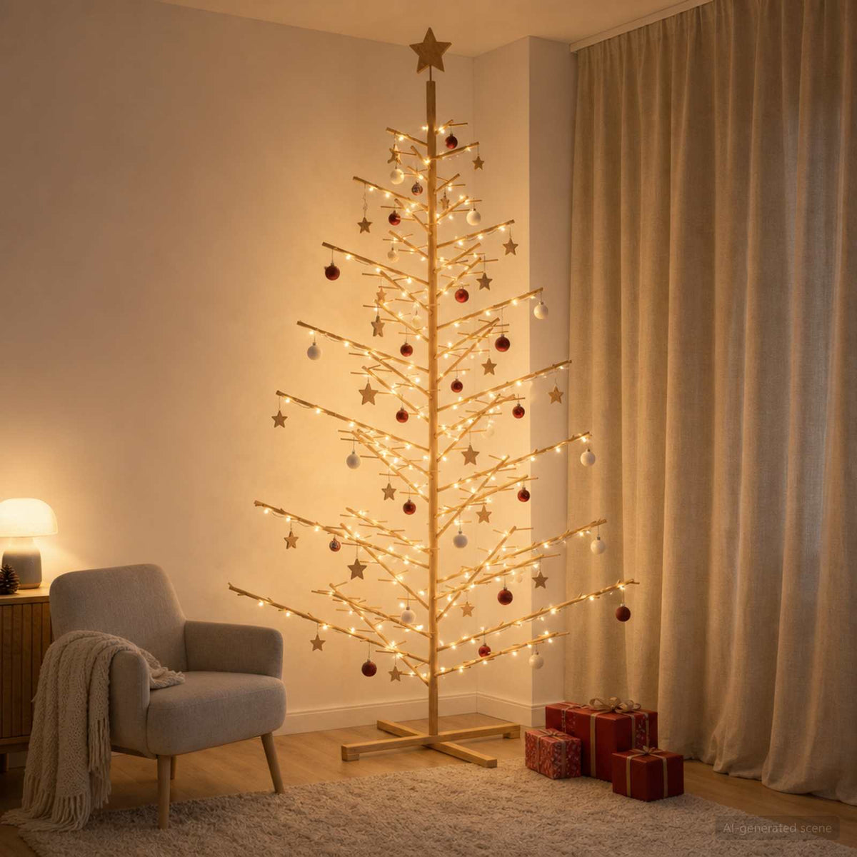 vidaXL Wooden Christmas Tree 240 cm Bamboo and Solid Pine Wood Brown