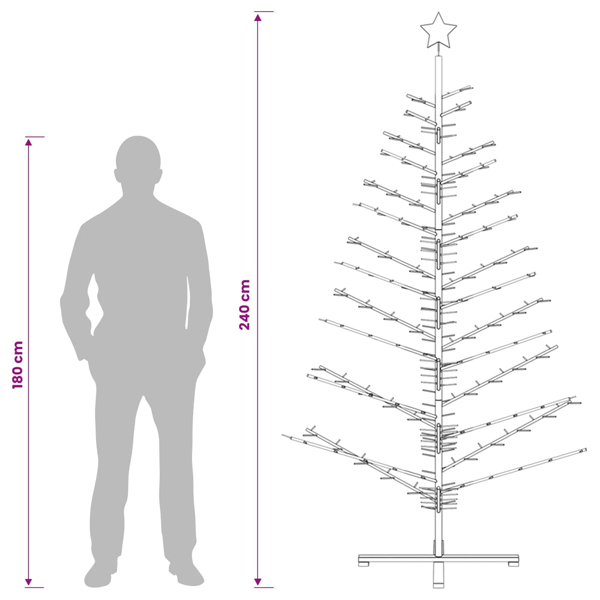 vidaXL Wooden Christmas Tree 240 cm Bamboo and Solid Pine Wood Brown