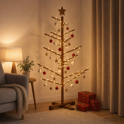 vidaXL Wooden Christmas Tree 125 cm Bamboo and Solid Pine Wood