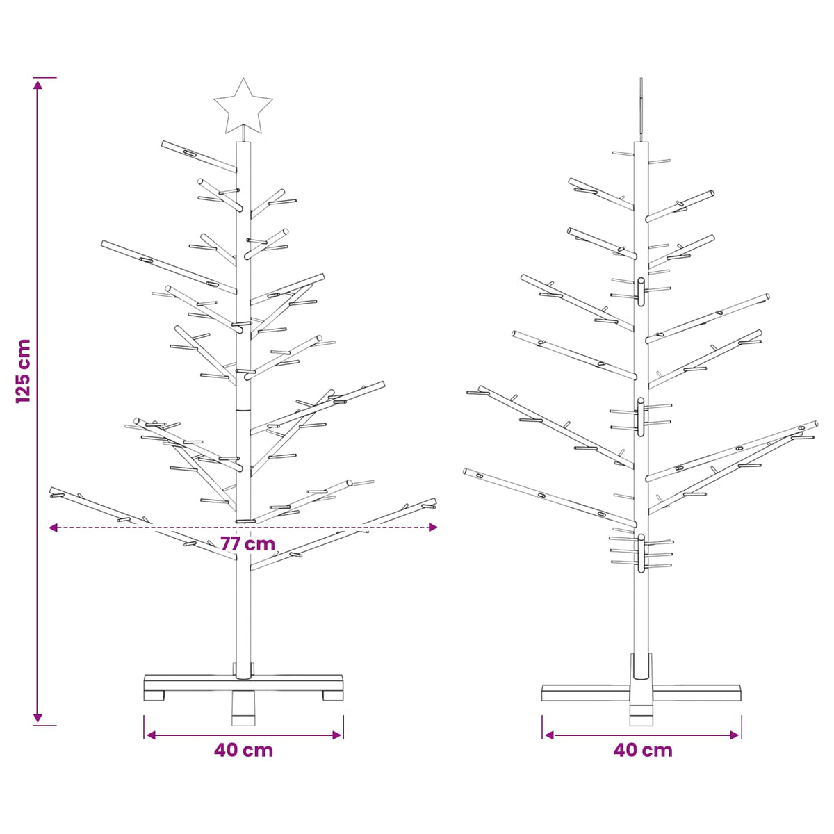vidaXL Wooden Christmas Tree 125 cm Bamboo and Solid Pine Wood