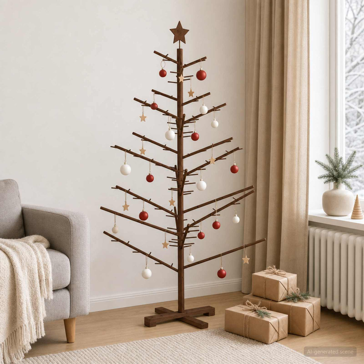 vidaXL Wooden Christmas Tree 150 cm Bamboo and Solid Pine Wood