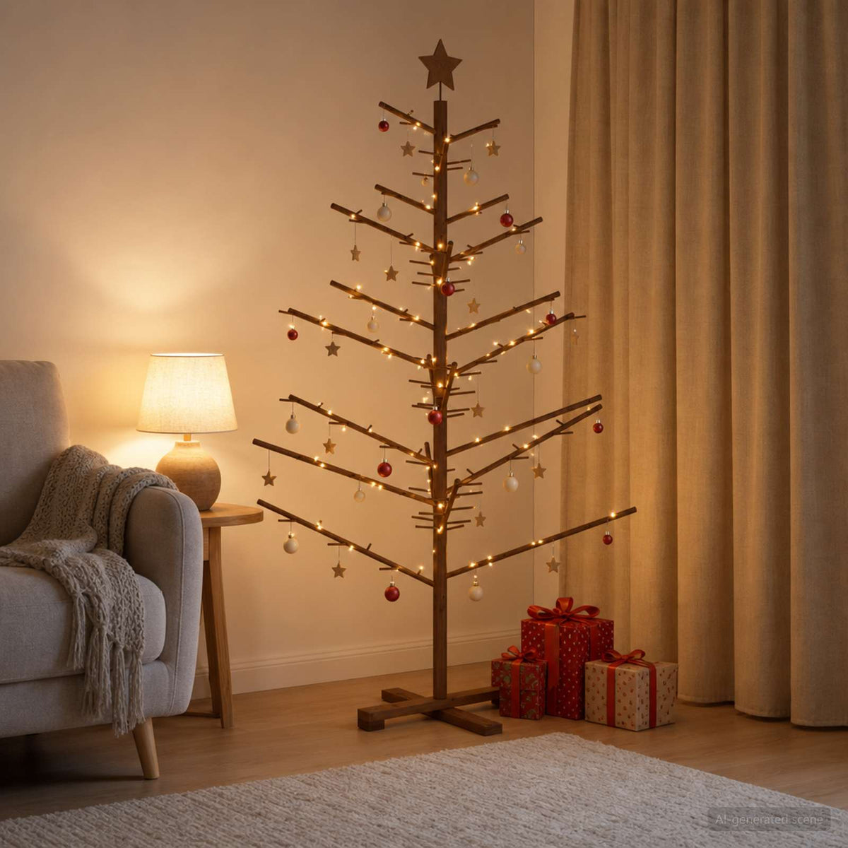 vidaXL Wooden Christmas Tree 150 cm Bamboo and Solid Pine Wood