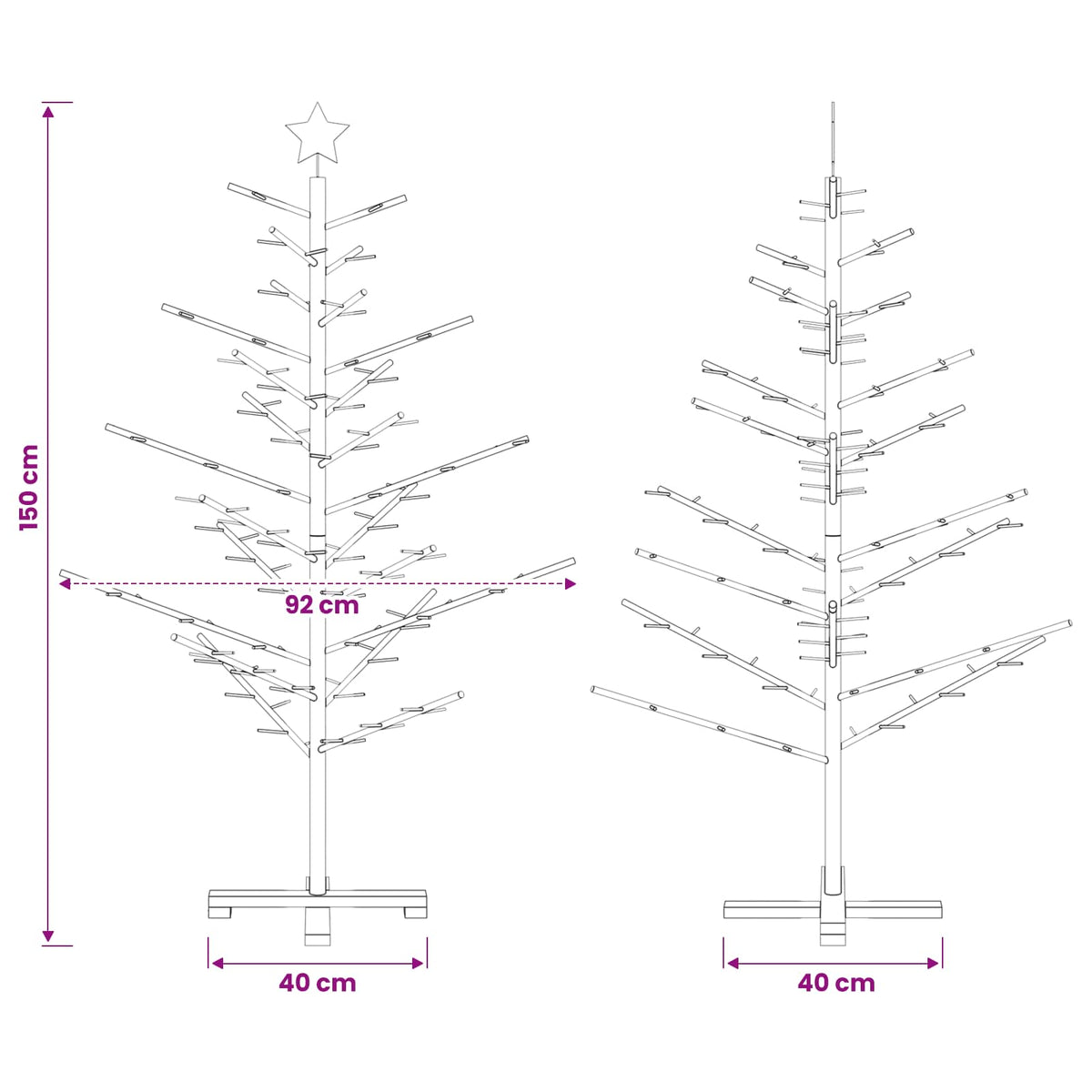 vidaXL Wooden Christmas Tree 150 cm Bamboo and Solid Pine Wood