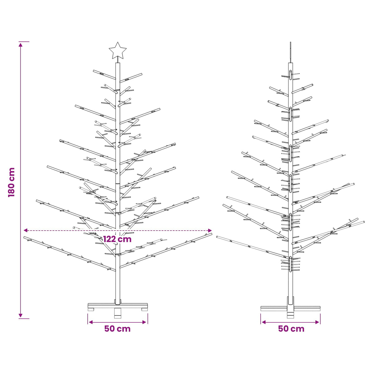 vidaXL Wooden Christmas Tree 180 cm Bamboo and Solid Pine Wood