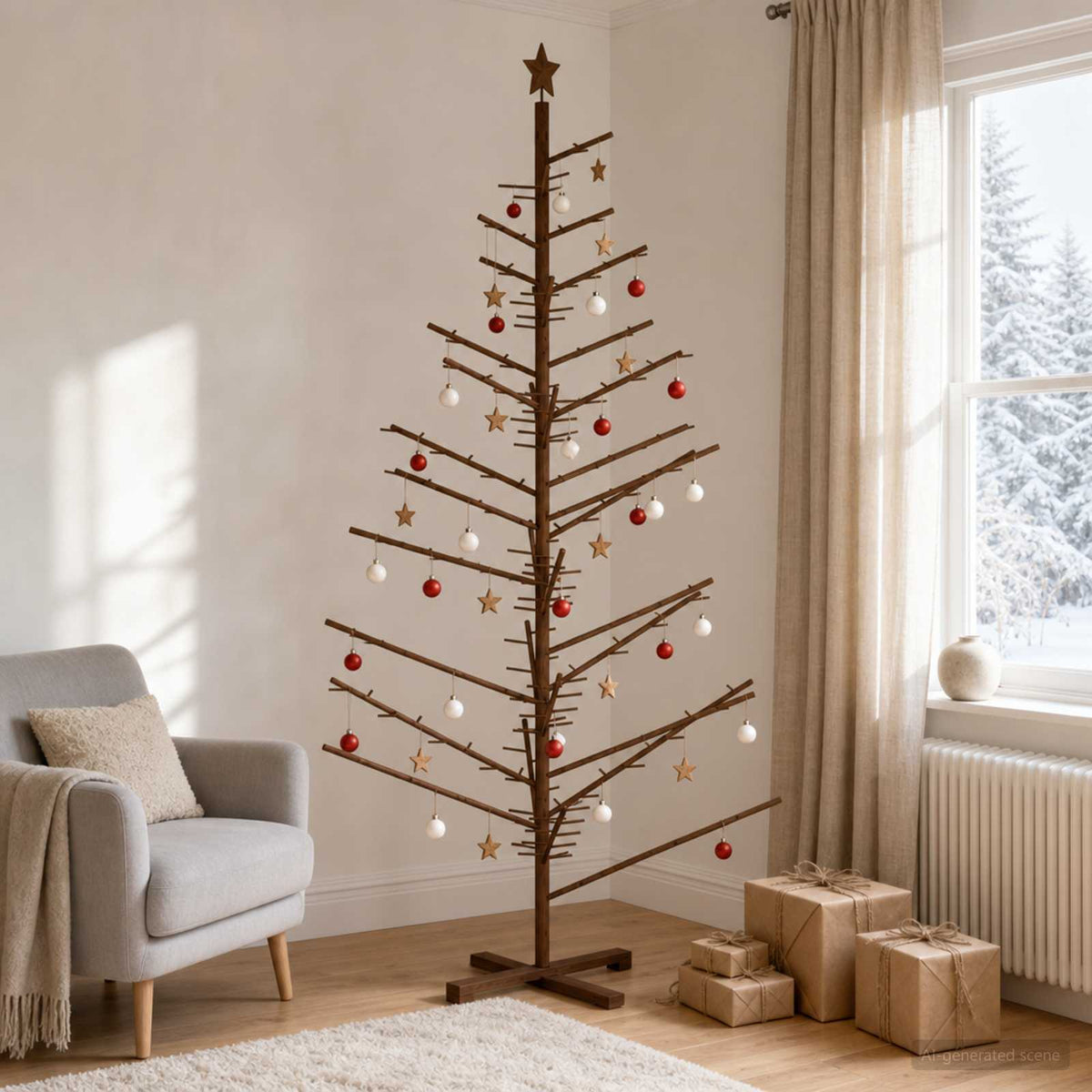 vidaXL Wooden Christmas Tree 210 cm Bamboo and Solid Pine Wood