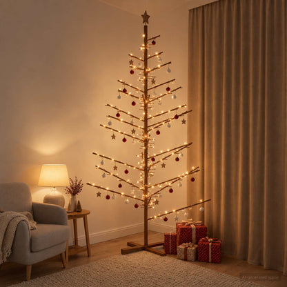 vidaXL Wooden Christmas Tree 210 cm Bamboo and Solid Pine Wood
