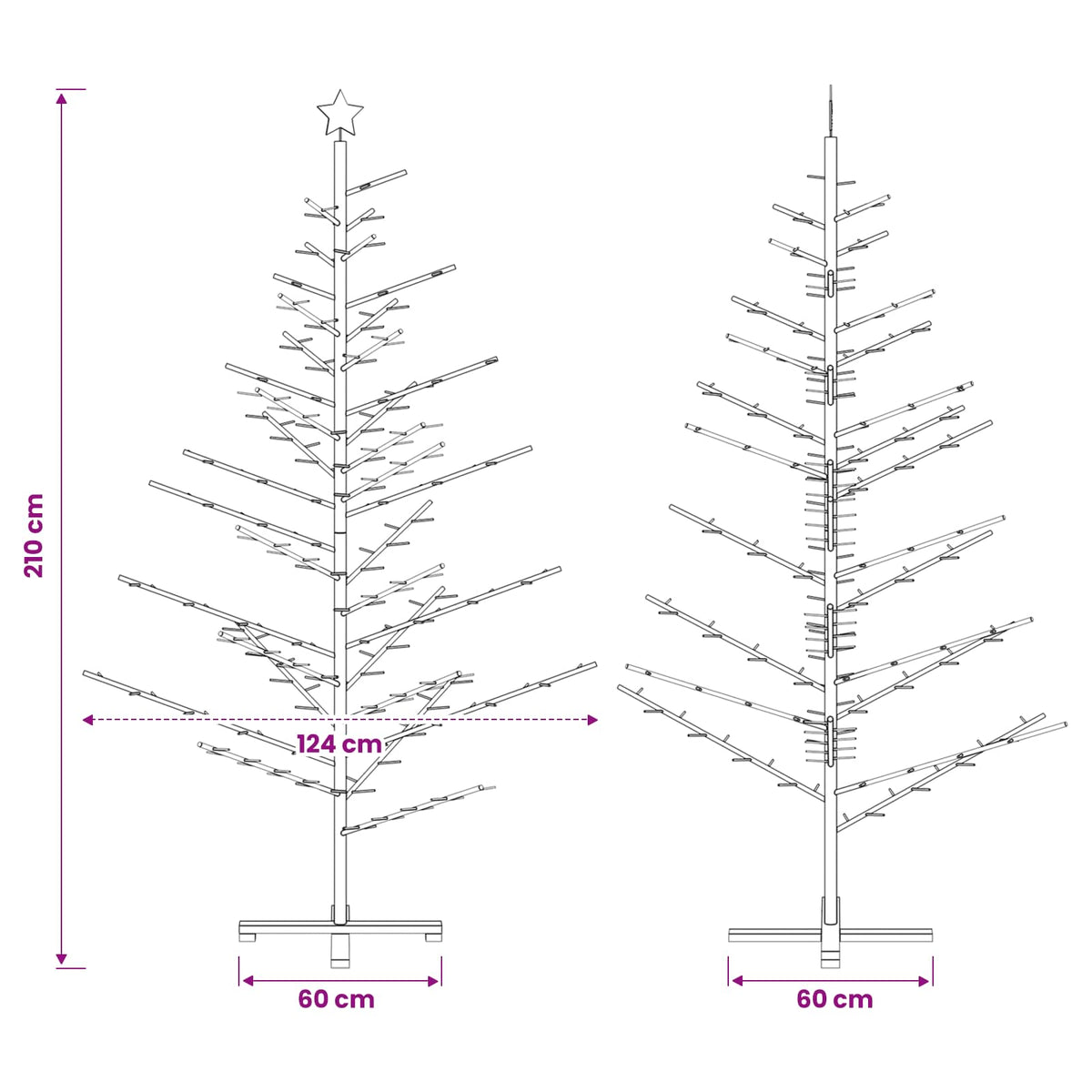 vidaXL Wooden Christmas Tree 210 cm Bamboo and Solid Pine Wood