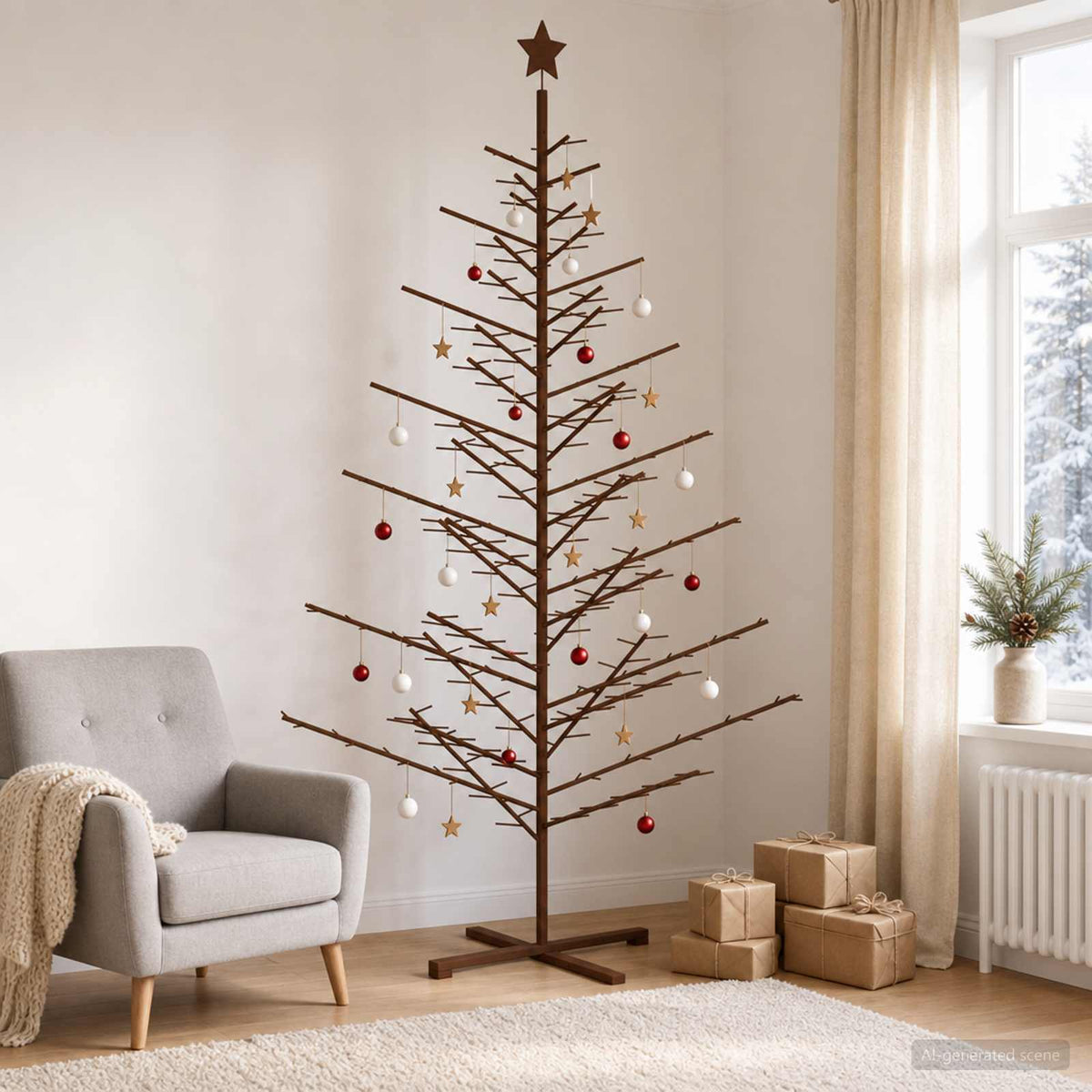 vidaXL Wooden Christmas Tree 240 cm Bamboo and Solid Pine Wood