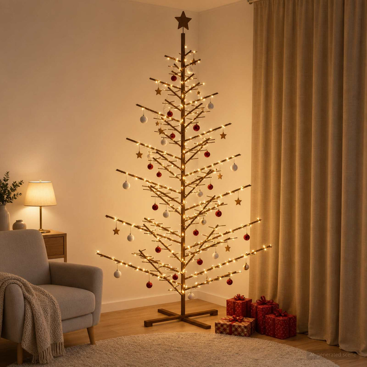 vidaXL Wooden Christmas Tree 240 cm Bamboo and Solid Pine Wood
